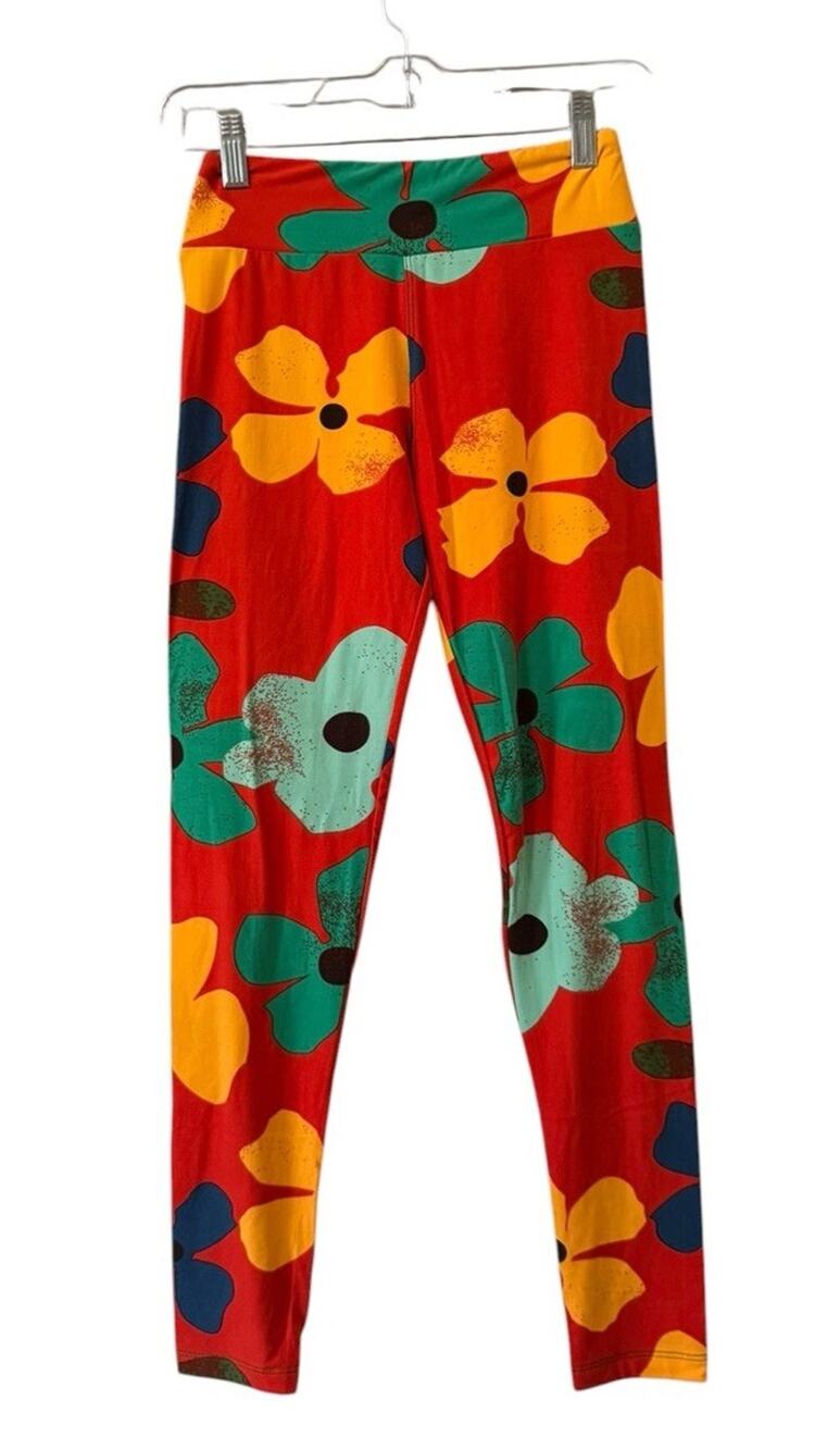 LulaRoe Women Size OS Leggings Stretch Soft Teacher Floral Retro Hippie Wild